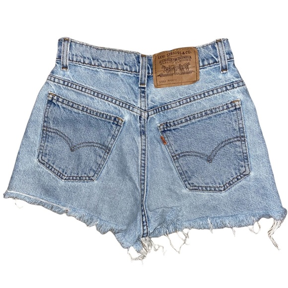 LEVI'S Vintage 954 USA Regular Fit High Rise Cut Off Denim Orange